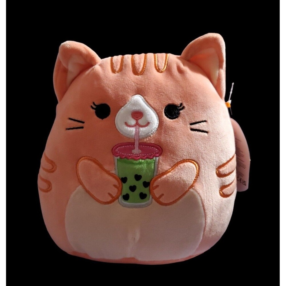 2023 Squishmallow 8" Gigi Cat Orange Boba Soft Plush New